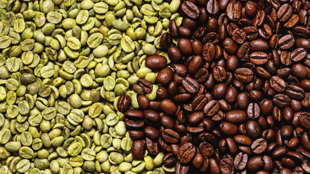 Picture of: Green Coffee and Roasted Coffee -Green coffee beans
