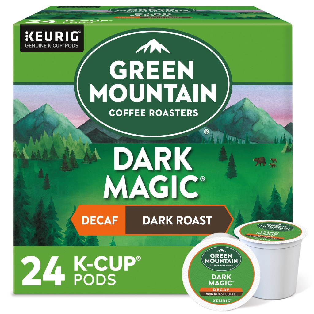 Picture of: Green Mountain Coffee Decaf Dark Magic K-Cup Pods, Dark Roast,  Count for  Keurig Brewers