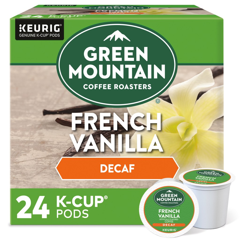 Picture of: Green Mountain Coffee French Vanilla Decaf Keurig Single-Serve K-Cup pods,  Light Roast Coffee,  Count