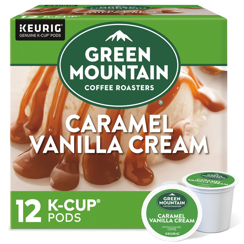 Picture of: Green Mountain Coffee Roasters Caramel Vanilla Cream Keurig Single-Serve  K-Cup pods, Light Roast Coffee,  Count