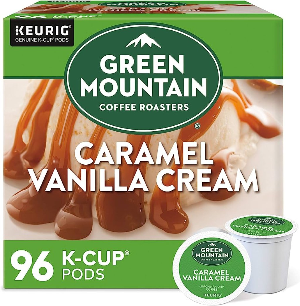 Picture of: Green Mountain Coffee Roasters Caramel Vanilla Cream, Single-Serve Keurig  K-Cup Pods, Flavored Light Roast Coffee,  Count