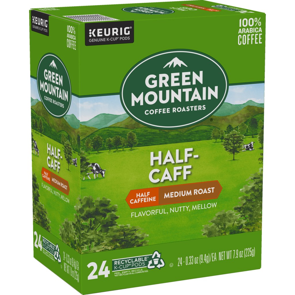 Picture of: Green Mountain Coffee Roasters Half Caff Coffee, Keurig Single-Serve K-Cup  pods, Medium Roast,  Count