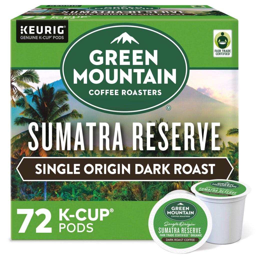 Picture of: Green Mountain Coffee Roasters Sumatra Reserve, Single-Serve Keurig K-Cup  Pods, Dark Roast Coffee,  Count