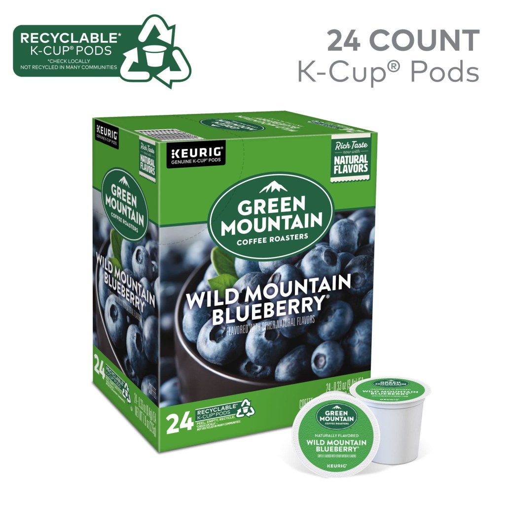 Picture of: Green Mountain Coffee Roasters Wild Mountain Blueberry, Single-Serve Keurig  K-Cup Pods, Flavored Light Roast Coffee Pods,  Count