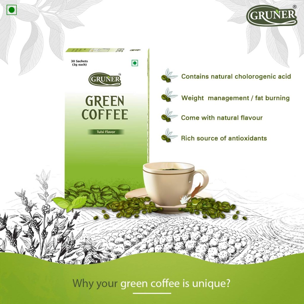 Picture of: Premium Organic % Natural Green Coffee TULSI Flavour : Amazon.co